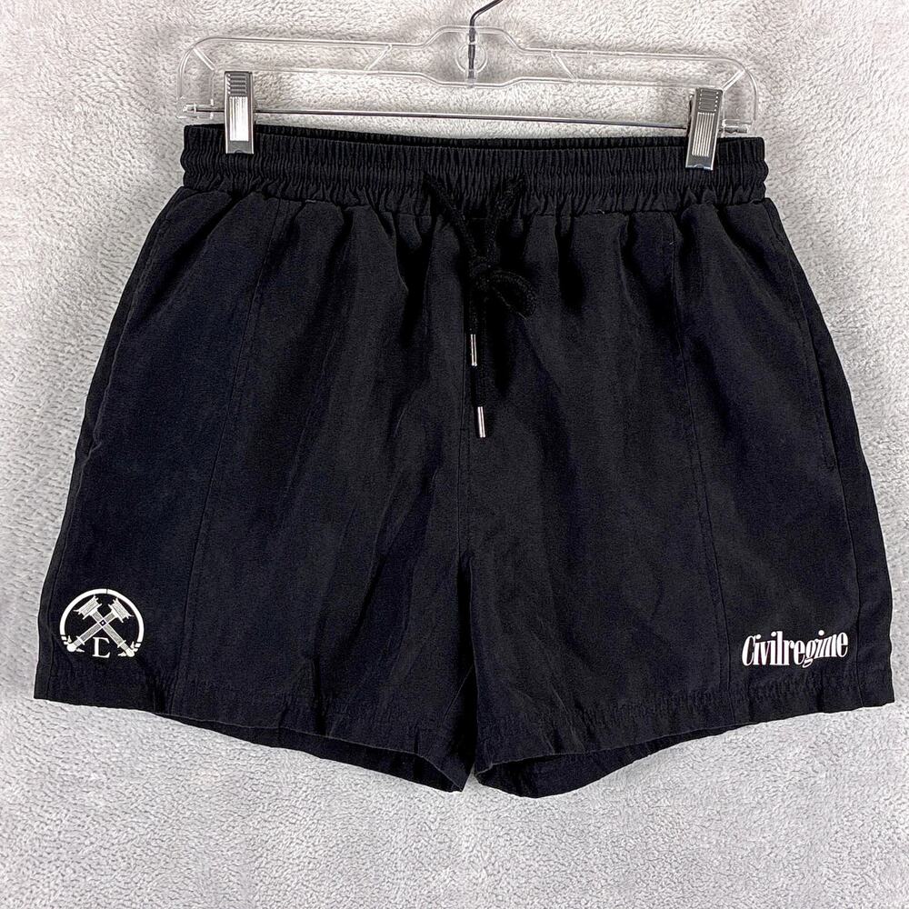 Civil Regime Shorts Mens S Black Faux Suede Drawstring MMA Workout Streetwear